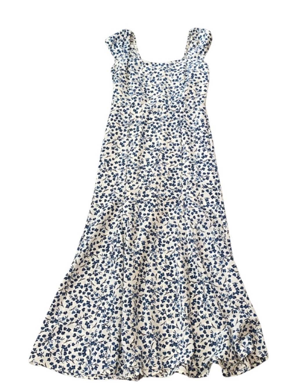 Jessica Simpson White Maxi Dress with Blue Floral Print